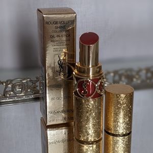 YSL Rouge Volupté Shine Lipstick Shade 80 Golden Chili Tunique Gold Shimmer